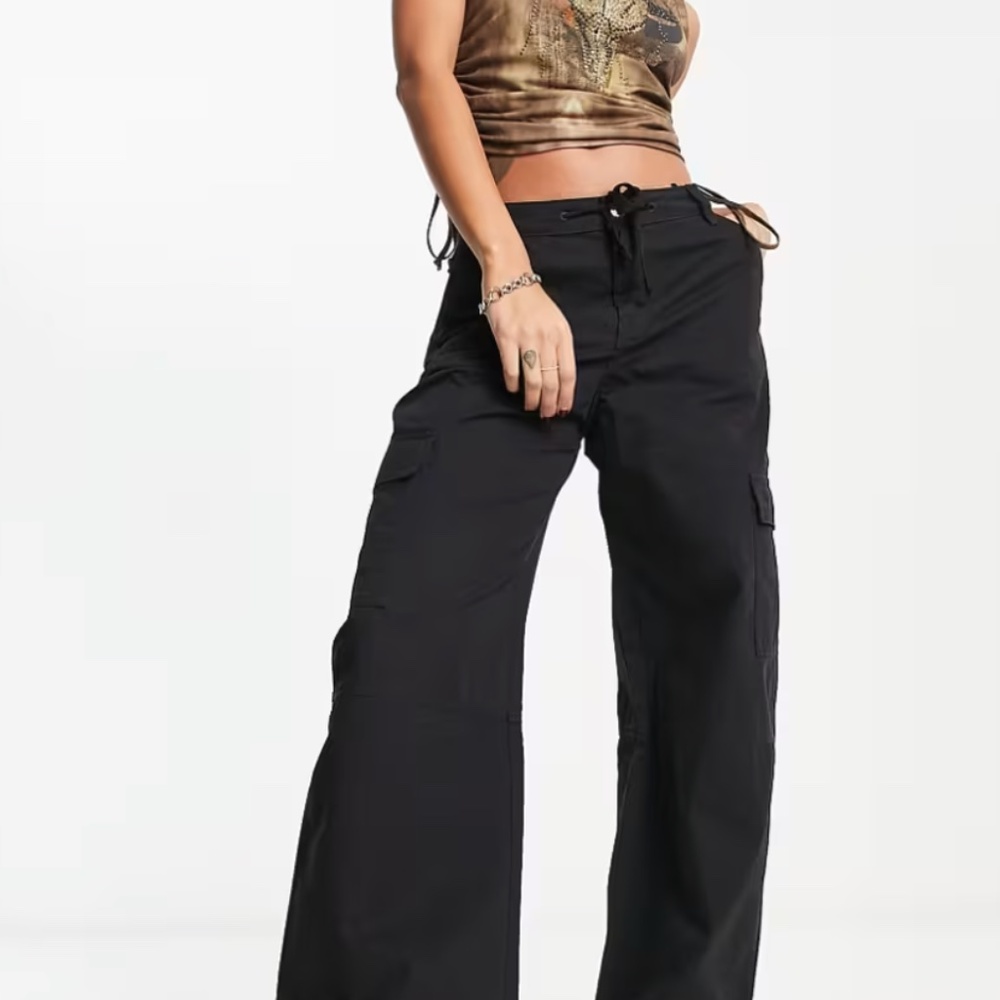 Weekday Getty cargo pants in black